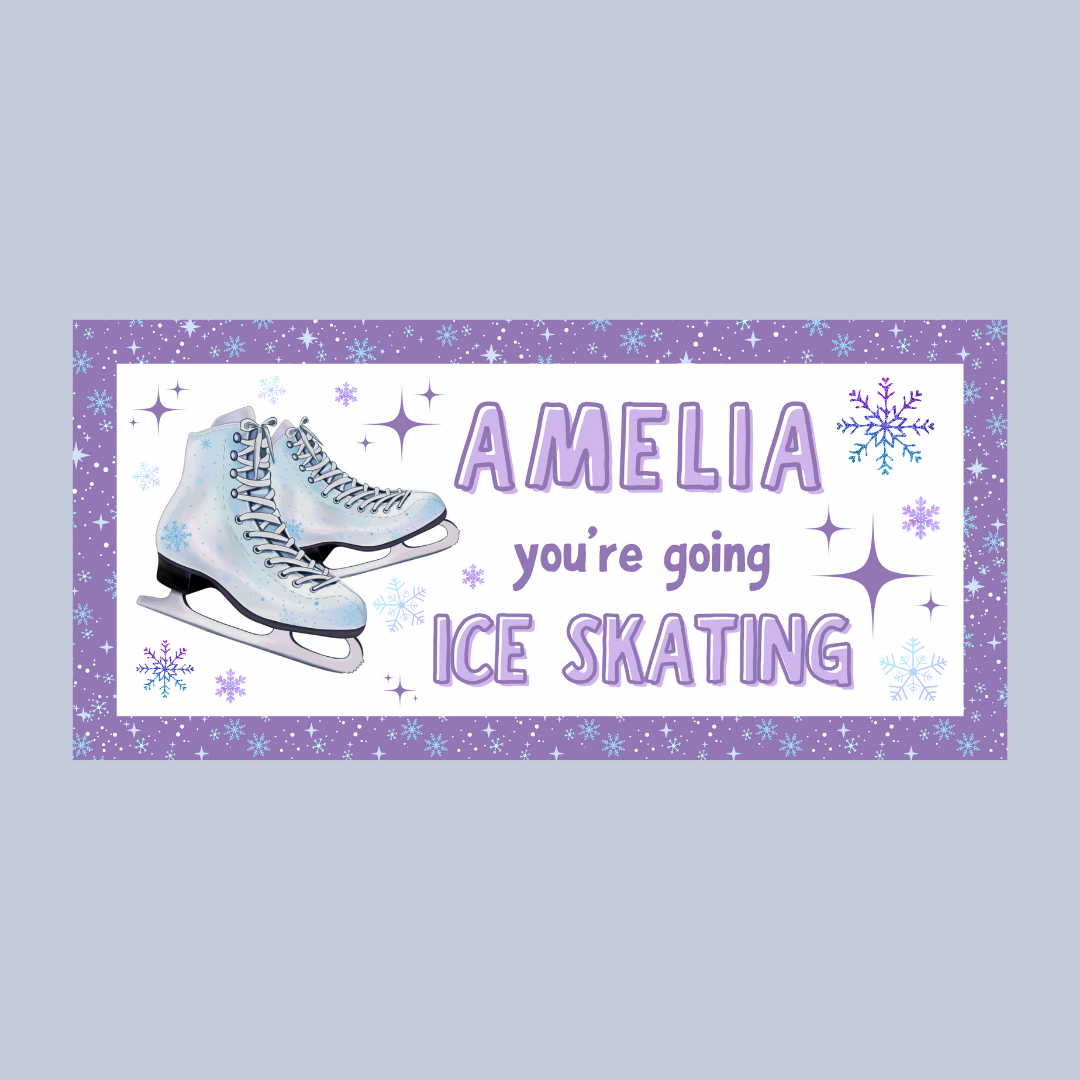 Surprise Ticket Print | Personalised Purple Ice Skating Ticket Pass Voucher | Gift Idea