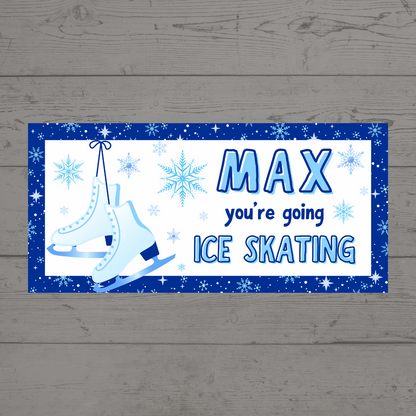 Surprise Ticket Print | Personalised Blue Ice Skating Ticket Pass Voucher | Gift Idea