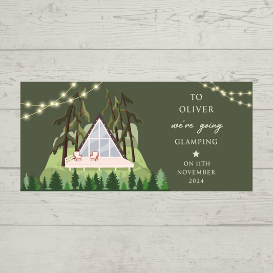 Surprise Ticket Print | Personalised Glamping Ticket Pass Voucher Membership | Gift Idea