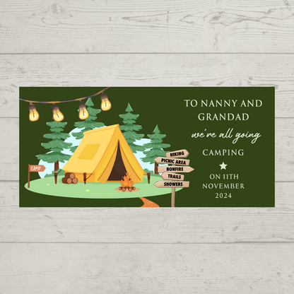 Surprise Ticket Print | Personalised Camping Ticket Pass Voucher Membership | Gift Idea