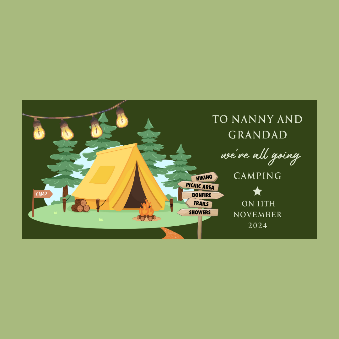 Surprise Ticket Print | Personalised Camping Ticket Pass Voucher Membership | Gift Idea