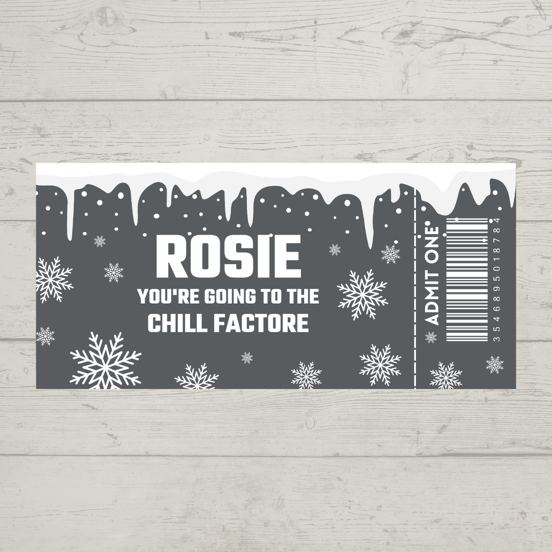 Surprise Ticket Print | Personalised Ice Skating, Snow Trip, Skiing Trip Ticket Pass Voucher Membership | Gift Idea