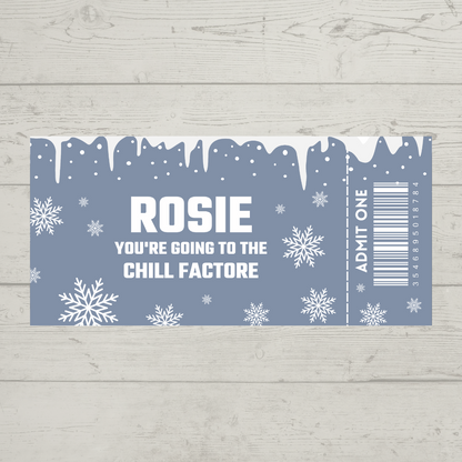 Surprise Ticket Print | Personalised Ice Skating, Snow Trip, Skiing Trip Ticket Pass Voucher Membership | Gift Idea