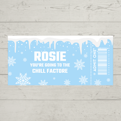 Surprise Ticket Print | Personalised Ice Skating, Snow Trip, Skiing Trip Ticket Pass Voucher Membership | Gift Idea