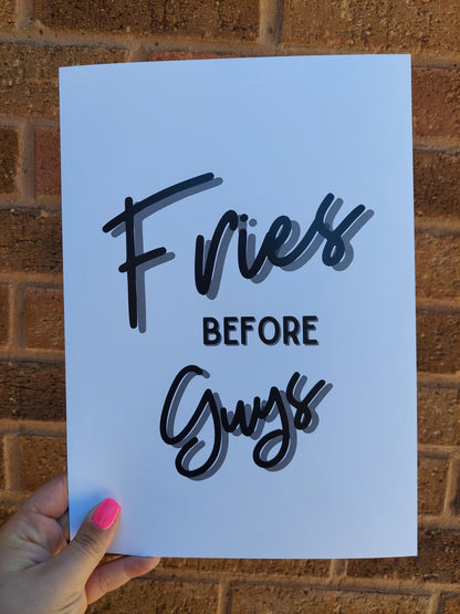 Kitchen Print | Fries Before Guys | Quote Print | Funny Print - Dinky Designs