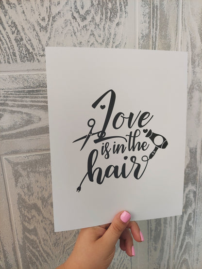 Salon Print | Love Is In The Hair | Hairdressing Print | Hair Quote