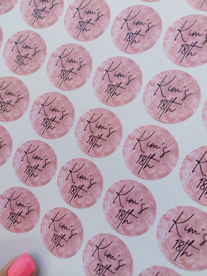 Blush Pink Birthday Stickers | Various Sizes | Birthday Party Supplies