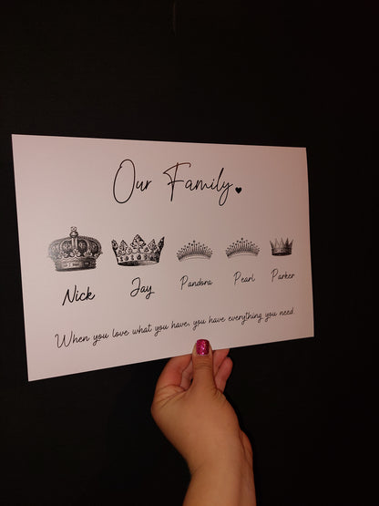 Family Print | Personalised Crown Design | Family Gift | Personalised Gift - Dinky Designs