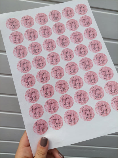 Blush Pink Birthday Stickers | Various Sizes | Birthday Party Supplies