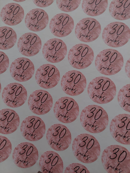 Blush Pink Birthday Stickers | Various Sizes | Birthday Party Supplies