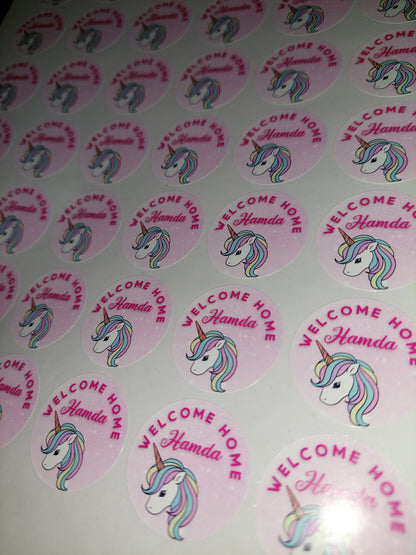 Unicorn Birthday Stickers | Various Sizes | Unicorn Party Supplies