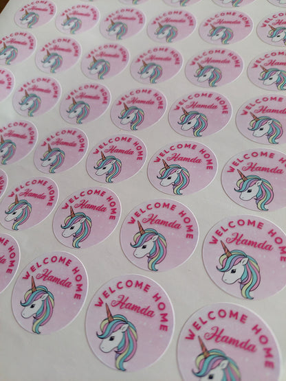 Unicorn Birthday Stickers | Various Sizes | Unicorn Party Supplies