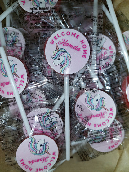 STICKERS ONLY | Personalised Unicorn Birthday Lollipop Stickers | Personalised Sweet Stickers | Unicorn Party Favours