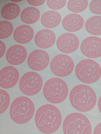 It's A Girl Stickers | Various Sizes | Baby Shower Party Stickers | Baby Girl Stickers