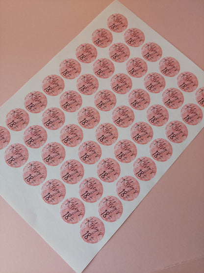 Blush Pink Birthday Stickers | Various Sizes | Birthday Party Supplies