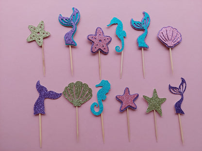 Mermaid Glitter Cupcake Toppers | Mermaid Party | Mermaid Party Decor