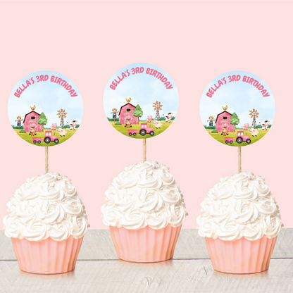 Farm Animal Cupcake Toppers | Birthday Cupcake Toppers | Party Decorations