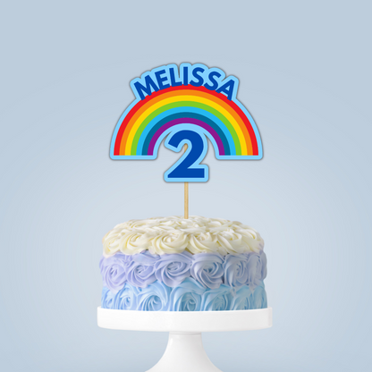 Cake Topper | Personalised Rainbow Cake Topper | Rainbow Party Supplies