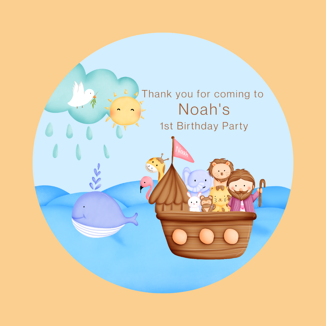 Noah's Ark Birthday Party Gift Tags | Noah's Ark Theme Birthday | Circle Gift Tags