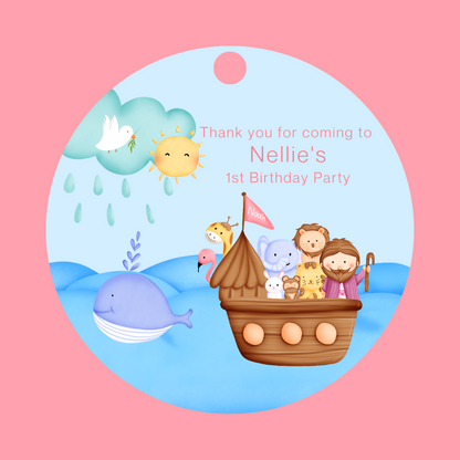 Noah's Ark Birthday Party Gift Tags | Noah's Ark Theme Birthday | Circle Gift Tags