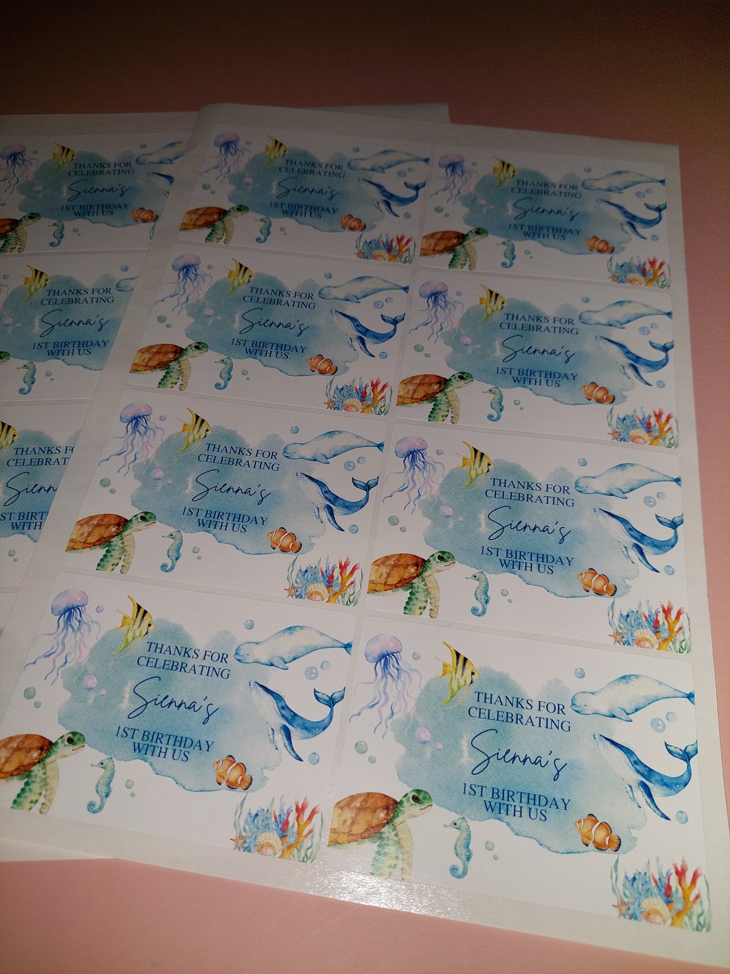 16 x Under The Sea Party Stickers | Sienna's 1st Birthday | SALE ITEM
