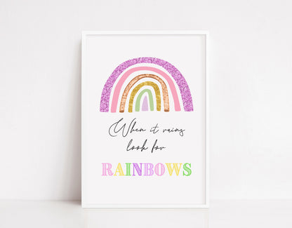 Quote Print | When It Rains, Look For Rainbows | Positive Print - Dinky Designs