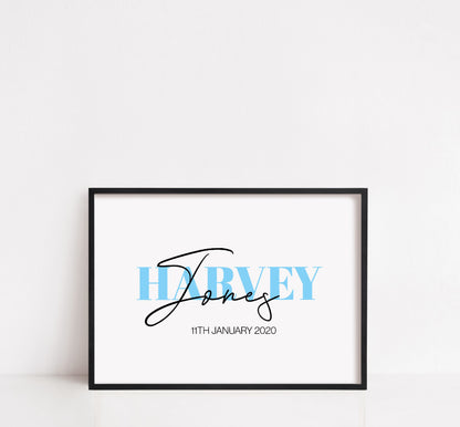 Personalised Name Print | Date Of Birth Print | Name Gift - Dinky Designs