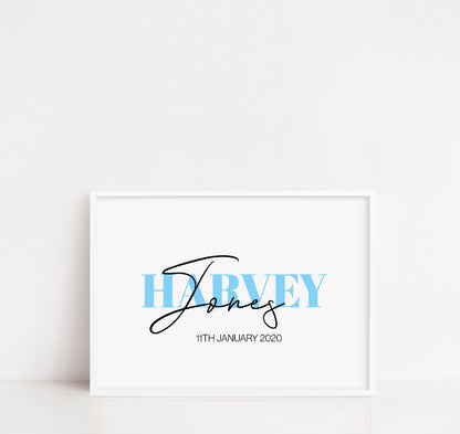 Personalised Name Print | Date Of Birth Print | Name Gift - Dinky Designs