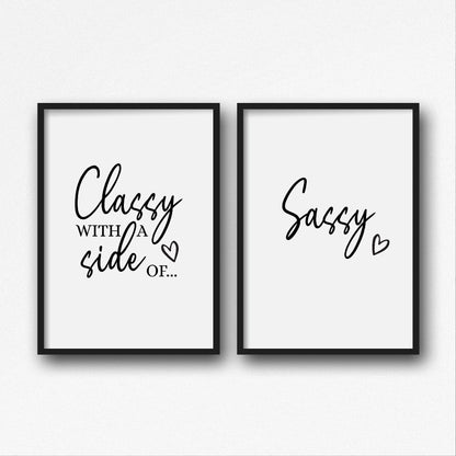 Quote Prints | Classy  With A Side Of Sassy | Set Of 2 Prints - Dinky Designs