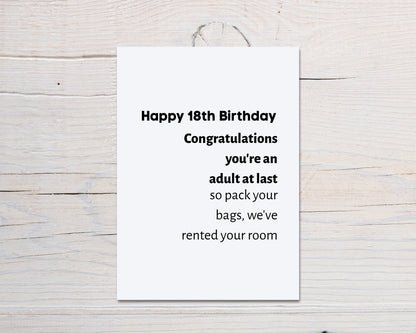 Birthday Card | Happy 18th Birthday | Funny Card | Joke Card