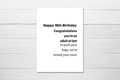 Birthday Card | Happy 18th Birthday | Funny Card | Joke Card