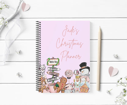 Personalised Christmas Planner | Pink Christmas Notebook