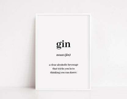 Kitchen Print | Gin Meaning Noun | Quote Print