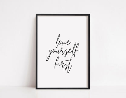 Quote Print | Love Yourself First | Motivational Print | Inspirational Print | Positive Print