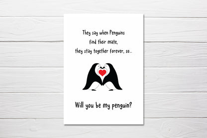 Valentines Card | Anniversary Card | Will You Be My Penguin? | Cute Card | Couples Card