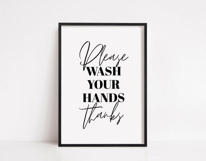 Bathroom Print | Please Wash Your Hands Thanks | Quote Print | Bathroom Decor