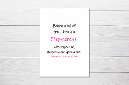 Mothers Day Card | Behind A Lot Of Great Kids Is A Step-Parent | Step Parent Card