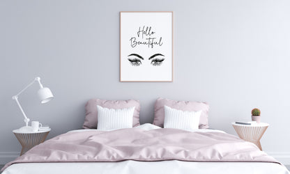 Bedroom Print | Hello Beautiful | Makeup Room Print | Positive Print