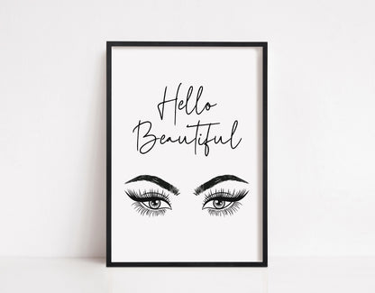 Bedroom Print | Hello Beautiful | Makeup Room Print | Positive Print