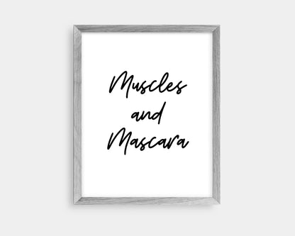 Quote Prints | Muscles And Mascara | Gym Print | Fitness Print