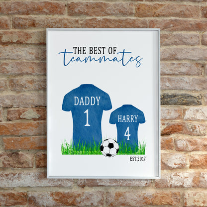 Personalised Daddy Son Print | Football Tshirt | Teammates Print (Design 2) | Daddy Gift | Father's Day Print