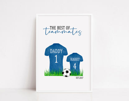 Personalised Daddy Son Print | Football Tshirt | Teammates Print (Design 2) | Daddy Gift | Father's Day Print