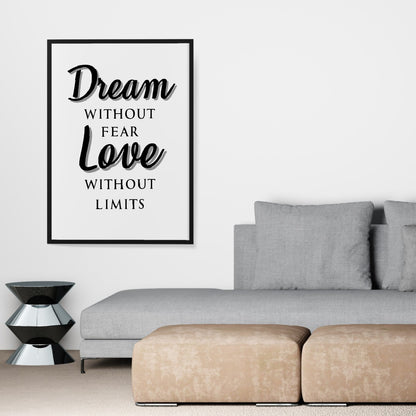 Quote Print | Dream Without Fear, Love Without Limits | Motivational Print | Positive Print