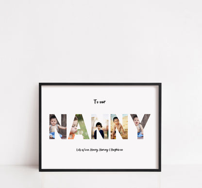 Mother's Day Print | Personalised Photo Letters | Nanny Print | Mother's Day Gift | Personalised Nanny Gift | Nanny Birthday Gift