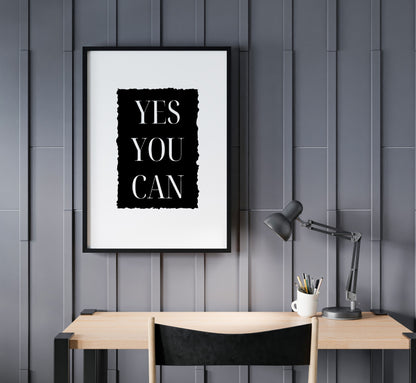 Quote Print | Yes You Can | Motivational Print | Positive Print