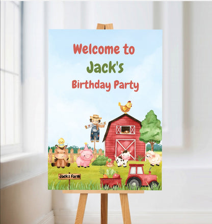 Farm Animal Welcome Board Sign | Personalised Birthday Board | Birthday Party Sign | A4, A3, A2