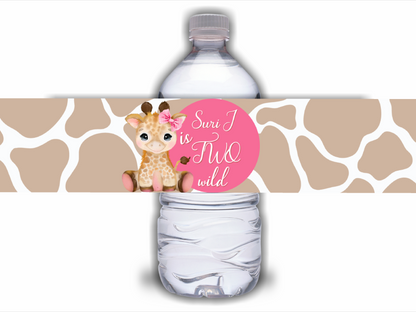 Juice Bottle Labels | Giraffe Theme Labels | Water Bottle Stickers | Giraffe Party | Party Stickers