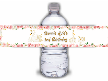 Juice Bottle Labels | Swan Labels | Water Bottle Stickers | Swan Baby Shower, Birthday Party Stickers