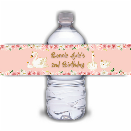 Juice Bottle Labels | Swan Labels | Water Bottle Stickers | Swan Baby Shower, Birthday Party Stickers