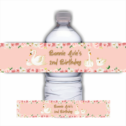 Juice Bottle Labels | Swan Labels | Water Bottle Stickers | Swan Baby Shower, Birthday Party Stickers